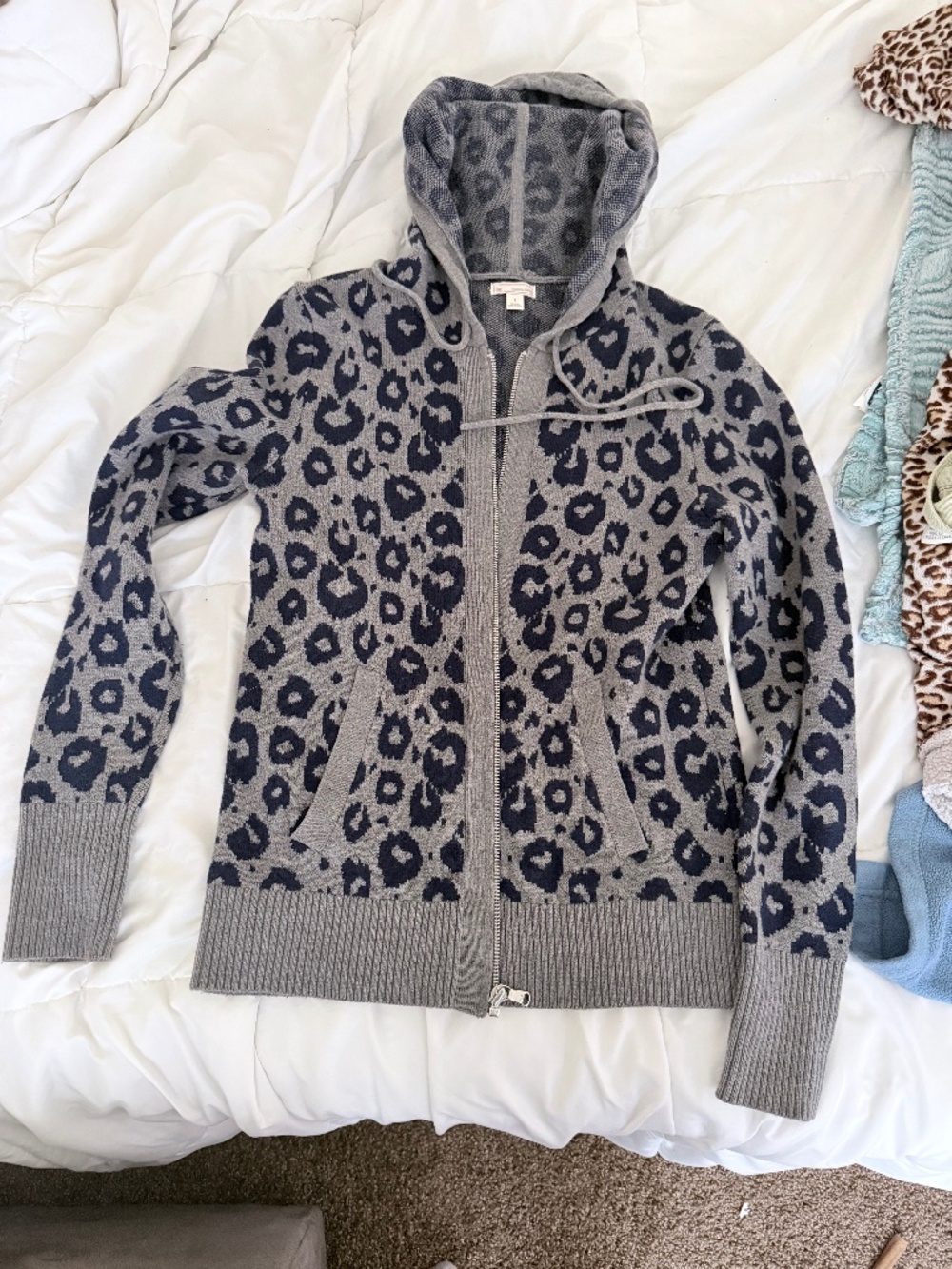 Grey Leopard Zip Up